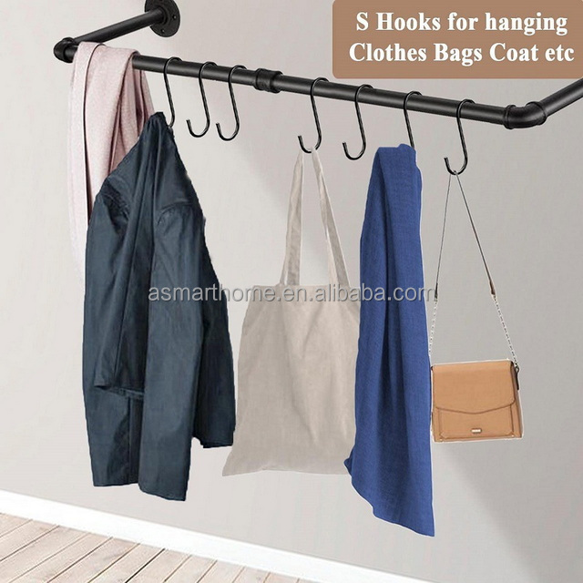 Amazon Hot Sale Black Steel S Shaped Hooks for Hanging Pans Pots Plants Bags Towels Kitchen Hanger Utility Heavy Duty S Hooks