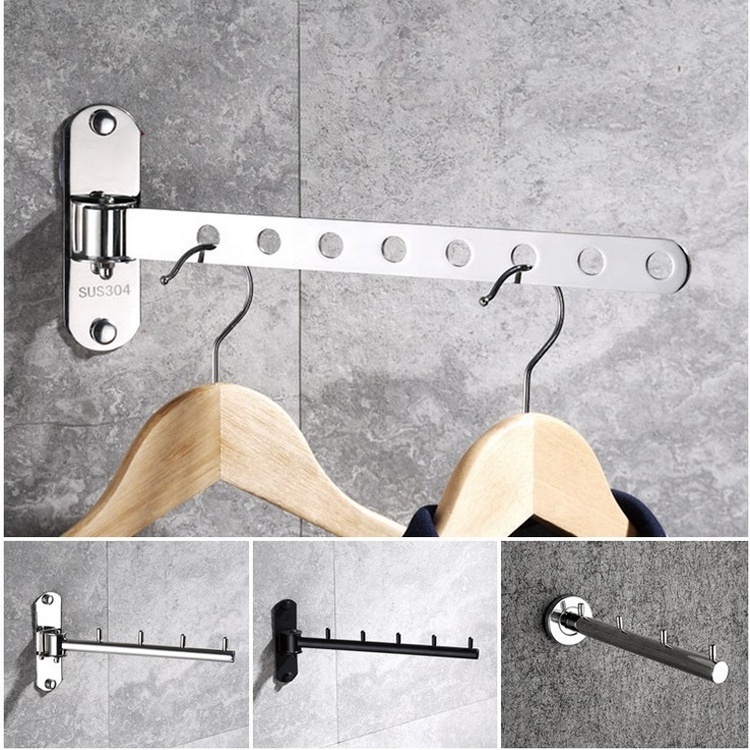 Customized Clothes Hanger rack Stainless Steel Cloth Dryer Rack Clothes Drying Black 4 6 8 10 Holes Metal  Wall Hangers Stand