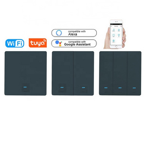 Wireless EU UK wifi switch smart life app google alexa voice remote control 1 2 3 gang button black tuya smart switch no neutral