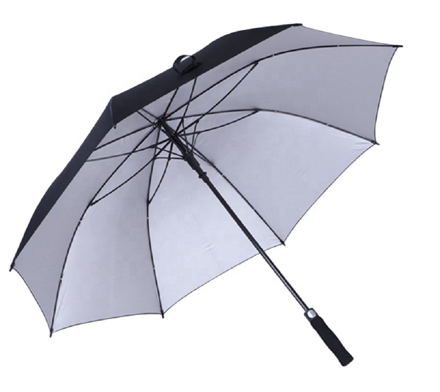 Big 30 inch straight umbrella 190TG with sliver backing and fiberglass shaft opens automatically