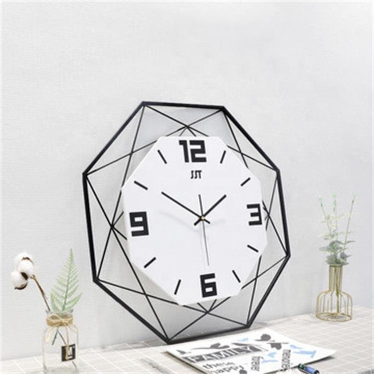 New Arrivals Large Modern Simple Nordic Octagon  Metal Wall Clock