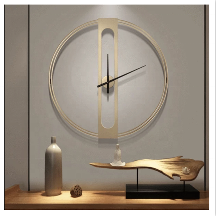 Amazon Circle Brief Fancy Round Wall Clock for Home Decoration Hot Sale Wrought Iron Wall CLOCKS Quartz Living Room Single Face