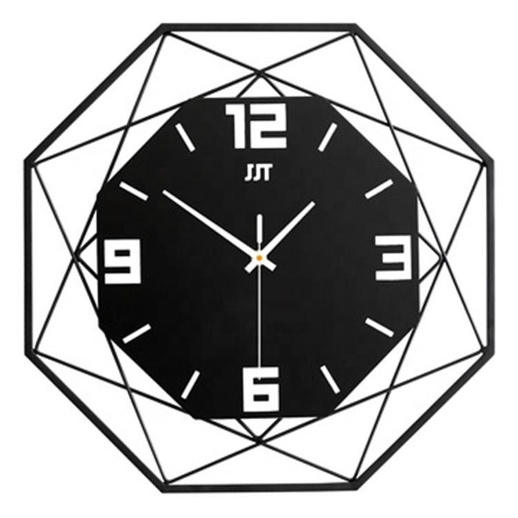 New Arrivals Large Modern Simple Nordic Octagon  Metal Wall Clock