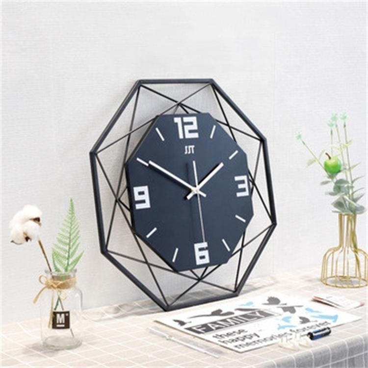 New Arrivals Large Modern Simple Nordic Octagon  Metal Wall Clock