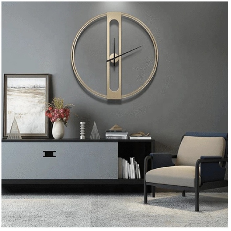 Amazon Circle Brief Fancy Round Wall Clock for Home Decoration Hot Sale Wrought Iron Wall CLOCKS Quartz Living Room Single Face