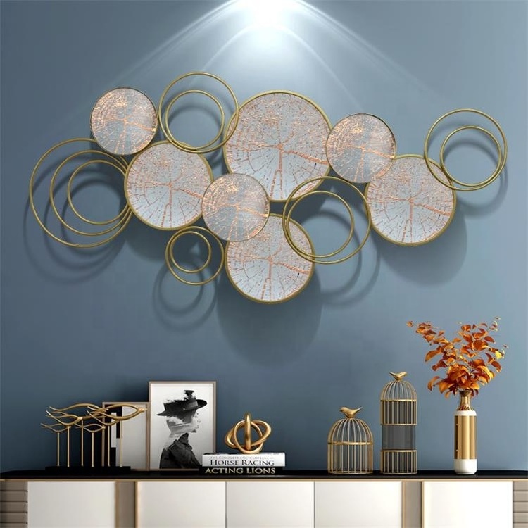 Iron Metal Decoration Items Sculpted  Modern Circles Mirror Nordic Wall Metal Decoration