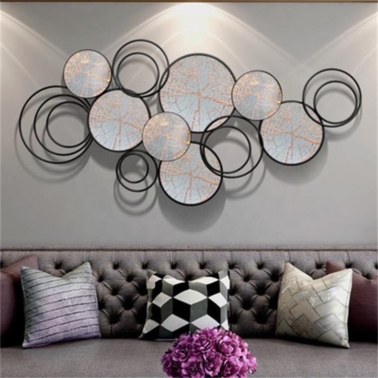 Iron Metal Decoration Items Sculpted  Modern Circles Mirror Nordic Wall Metal Decoration