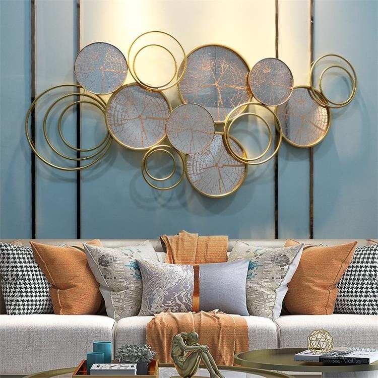 Iron Metal Decoration Items Sculpted  Modern Circles Mirror Nordic Wall Metal Decoration