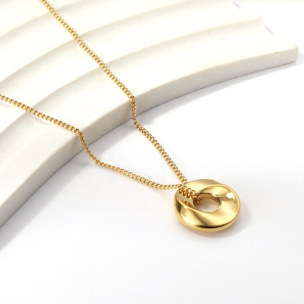 18k Gold Plated Pendant Pearl Zircon Necklaces Wholesale Custom Round Heart Geometric Pendant Stainless Steel Necklace Jewelry