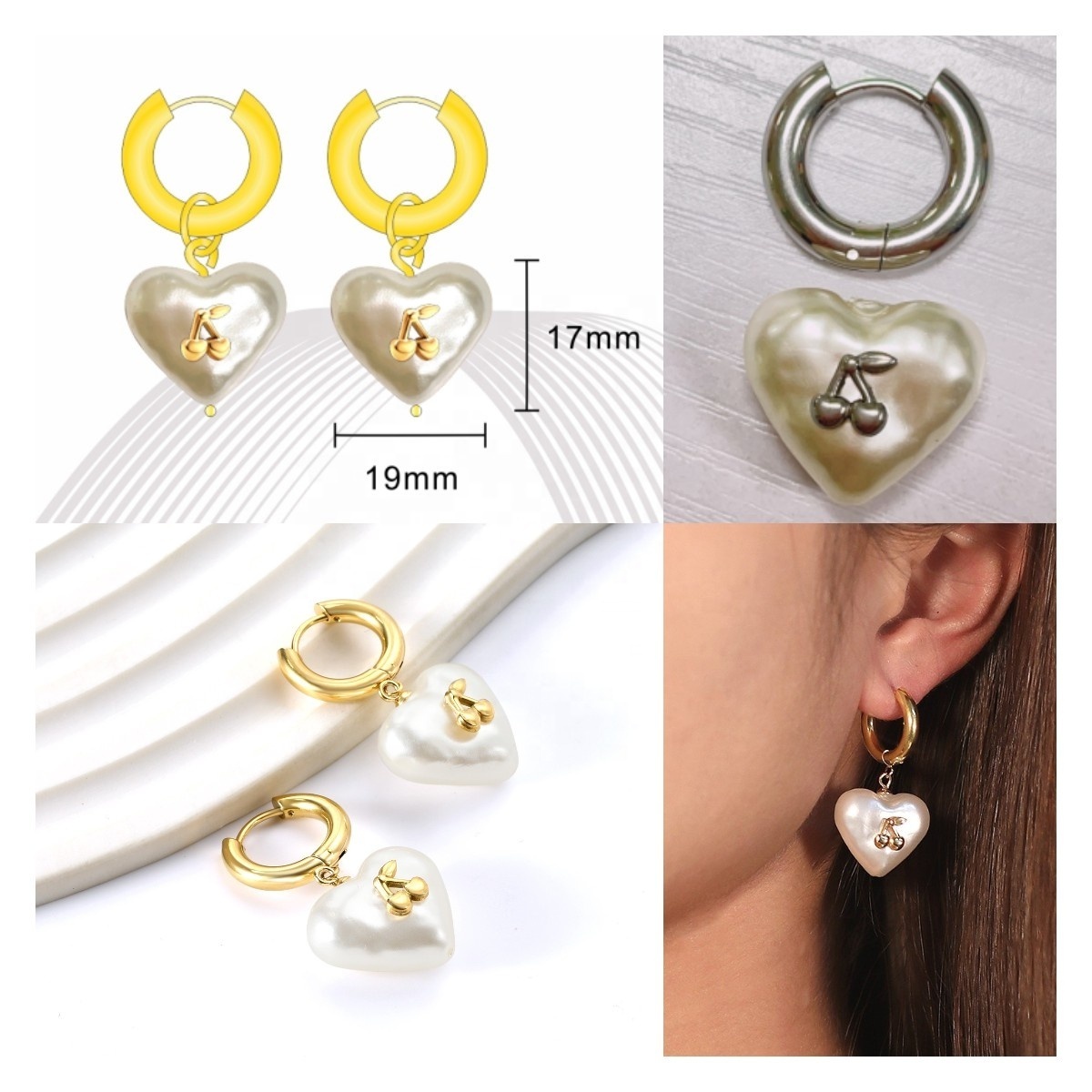 Hypoallergenic Jewelry Earrings OEM Tarnish Free Stainless Steel 18k Gold Plated Thick Cc Stud Earrings Hoop Earrings For Women