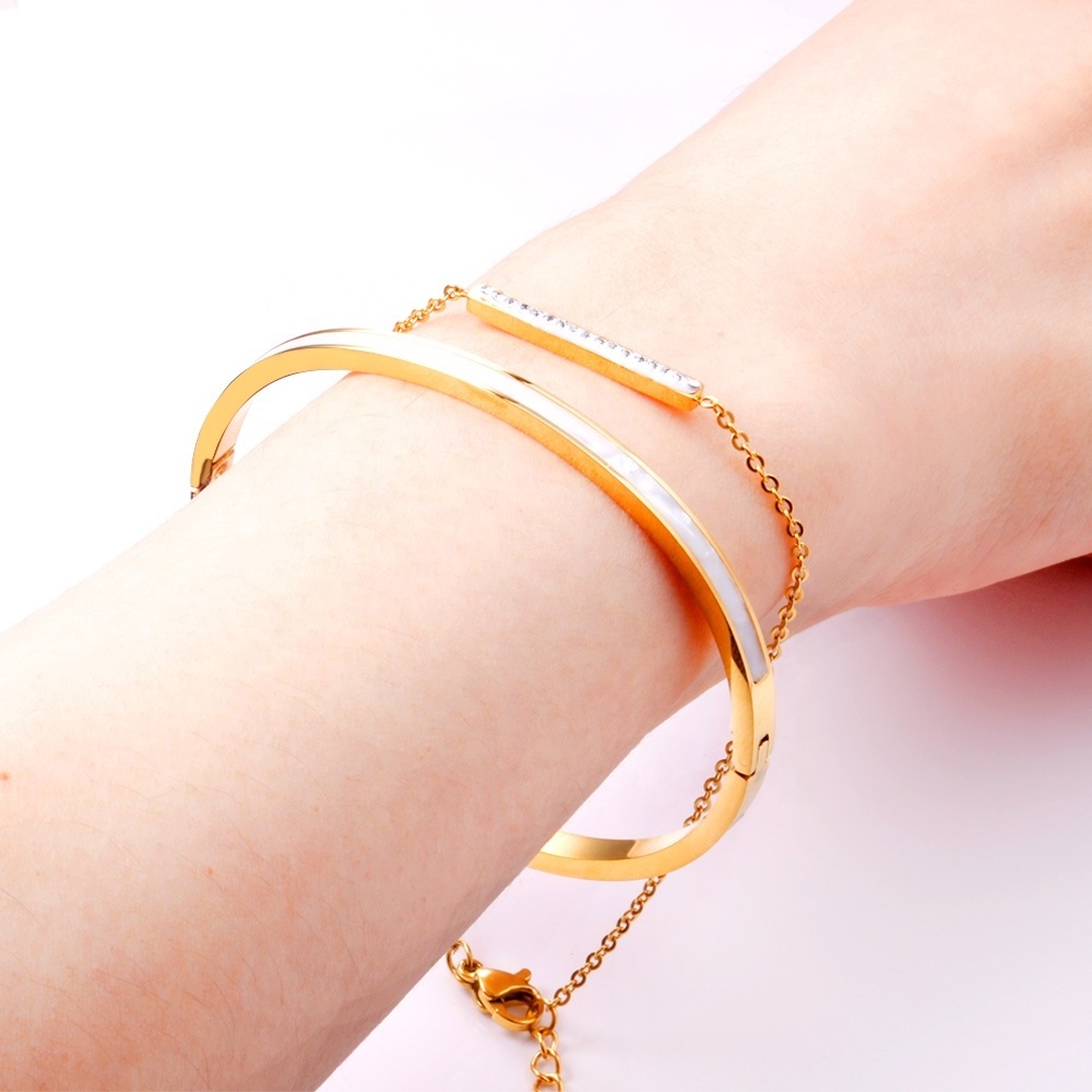 Waterproof Women Bracelet Bangle Jewelry Custom 18k Gold Plated Stackable Cable Wire Stainless Steel Open Cuff Bangle Bracelet