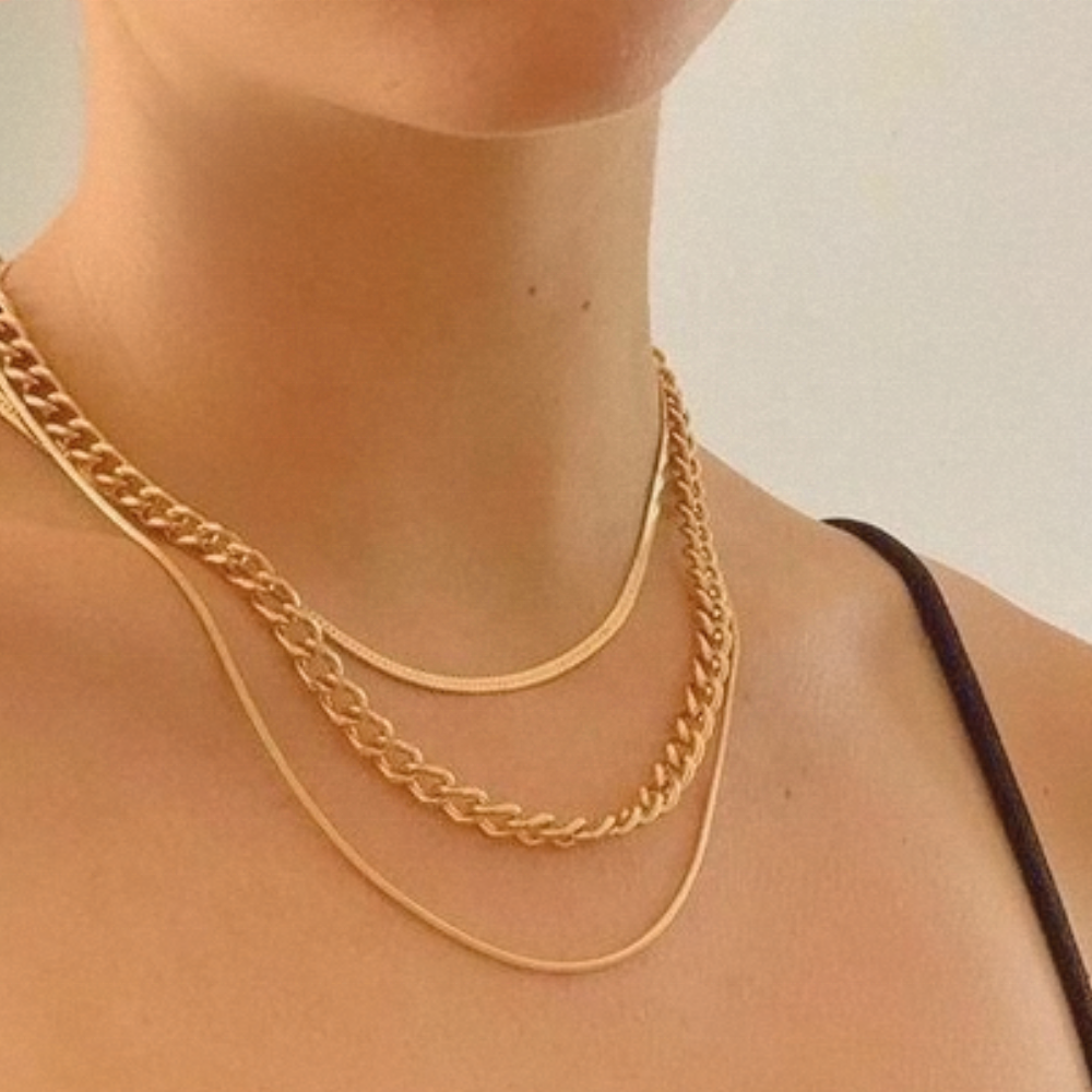 Waterproof Jewelry Gold Necklace Chain 18K PVD Acero Inoxidable Gold Plated Chain Necklaces Jewelry