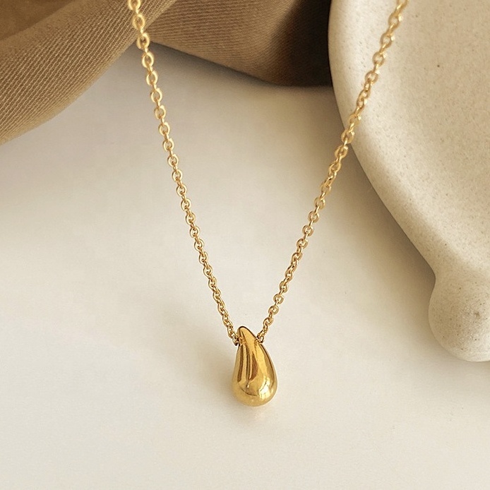 Trend New Men Women Universal Jewelry Necklace Wholesale Custom Minimalist Stainless Steel Teardrop Pendant Necklace