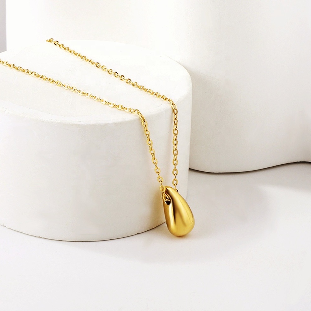 Trend New Men Women Universal Jewelry Necklace Wholesale Custom Minimalist Stainless Steel Teardrop Pendant Necklace