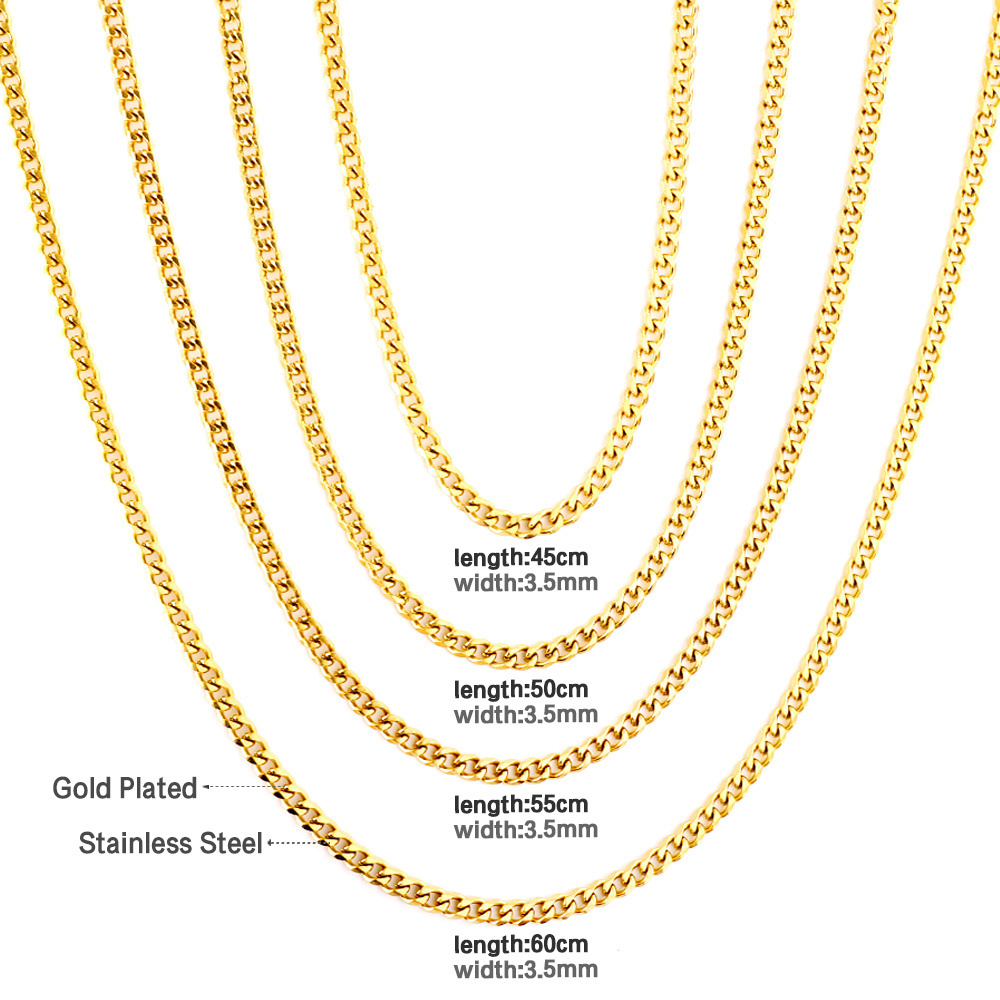 Waterproof Jewelry Gold Necklace Chain 18K PVD Acero Inoxidable Gold Plated Chain Necklaces Jewelry