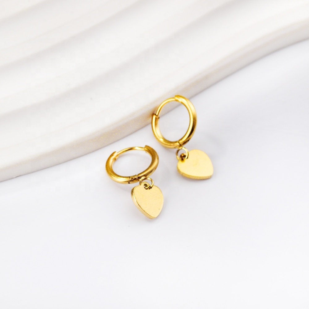 Ason gold plated clip on Lightning blue star and moon earrings women hyposensitivity wholesale stainless steel hoop earrings