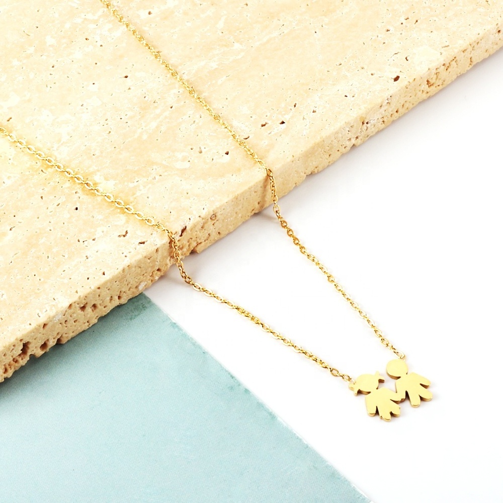 Ason Wholesale Price 18K Gold Plated Pendant Stainless Steel Necklaces Jewelry for Children