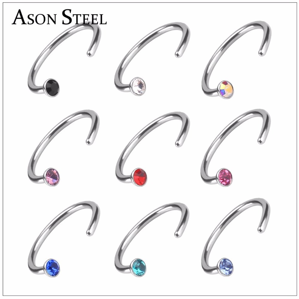 2020 Brand New Nose Ring Indian Nose Hoop Slave Nose Rings 9 Pcs / Set Colored diamond Stainless Steel Ring