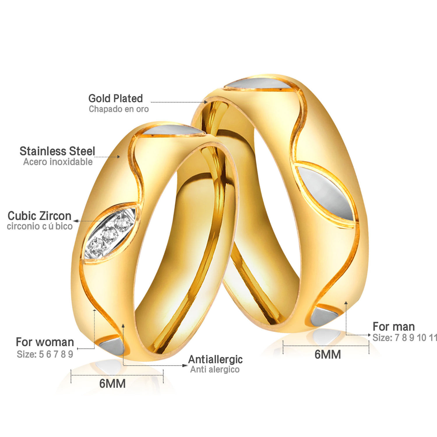 2021 Couple Rings Jewelry Designs Mexican Wedding Women Men Gold Filled Rings