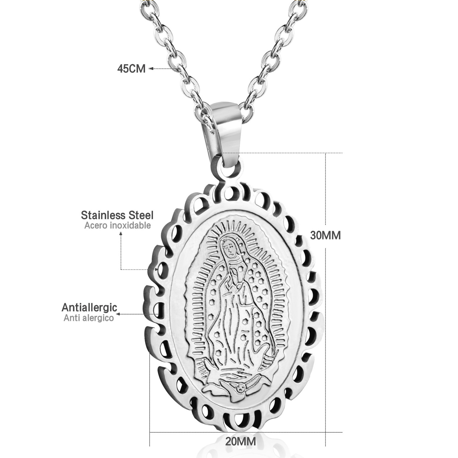 Europe 316L Women stainless Steel Fitness Shield Fashion Couple Pendant Pledge Religion Jewelry Necklace For Men