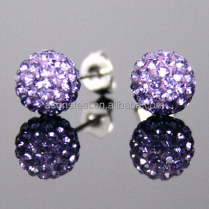 Fashion stud earrings jewelry beauty mix-colors shambhala earring for ladies women 6mm*6mm ball earing with shiny rhinestone