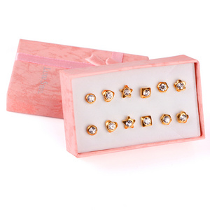 Flower Stainless Steel Stud Earrings Set Gold/silver Fashion Jewelry for Women Wholesale