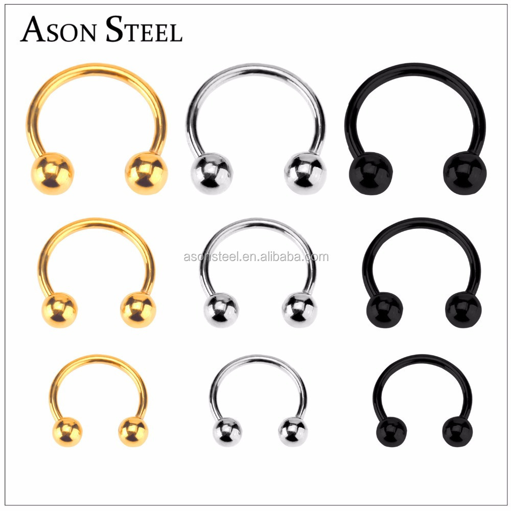 2020 Brand New Nose Ring Indian Nose Hoop Bull Nose Rings 9 Pcs / Set Colored Gold Sliver Black Stainless Steel Ring