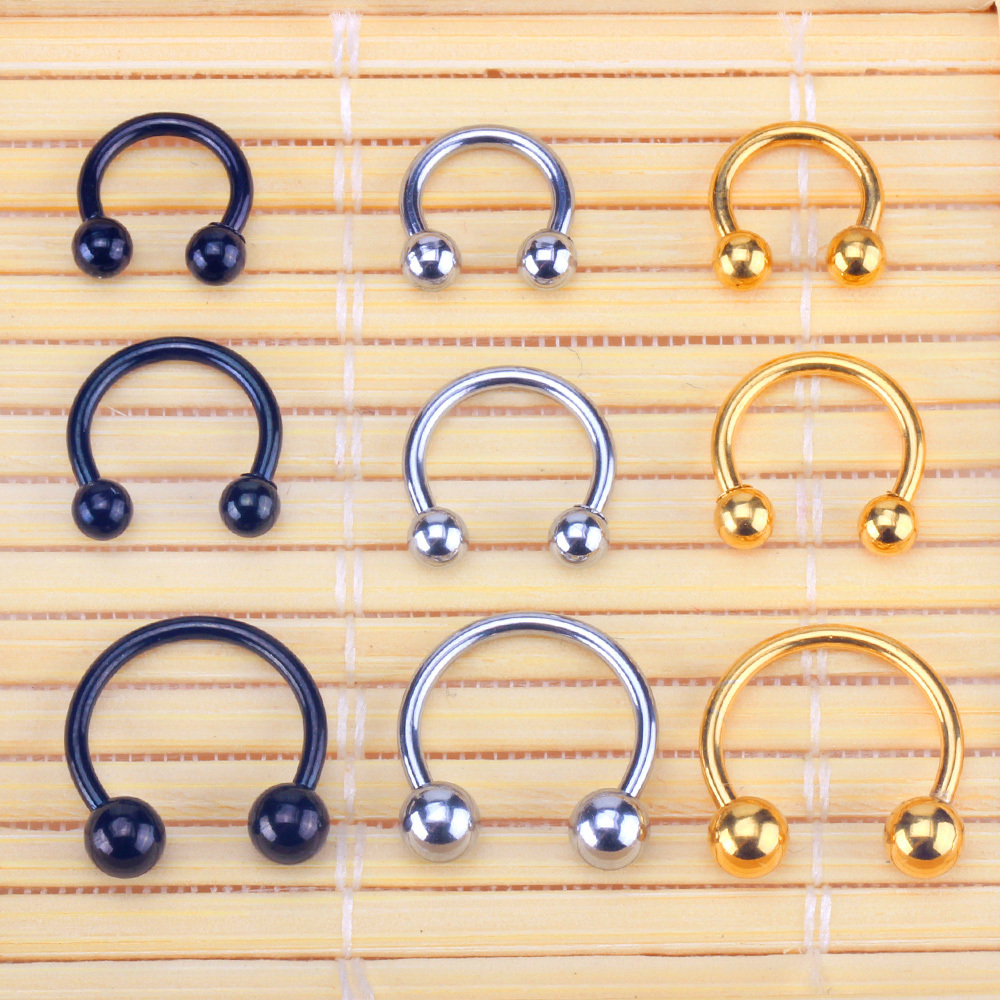 2020 Brand New Nose Ring Indian Nose Hoop Bull Nose Rings 9 Pcs / Set Colored Gold Sliver Black Stainless Steel Ring