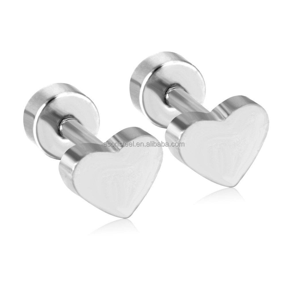 Stainless Steel Heart Stud Earrings Color mixing fashion piercing jewelry for man wholesale High Quality Romantic