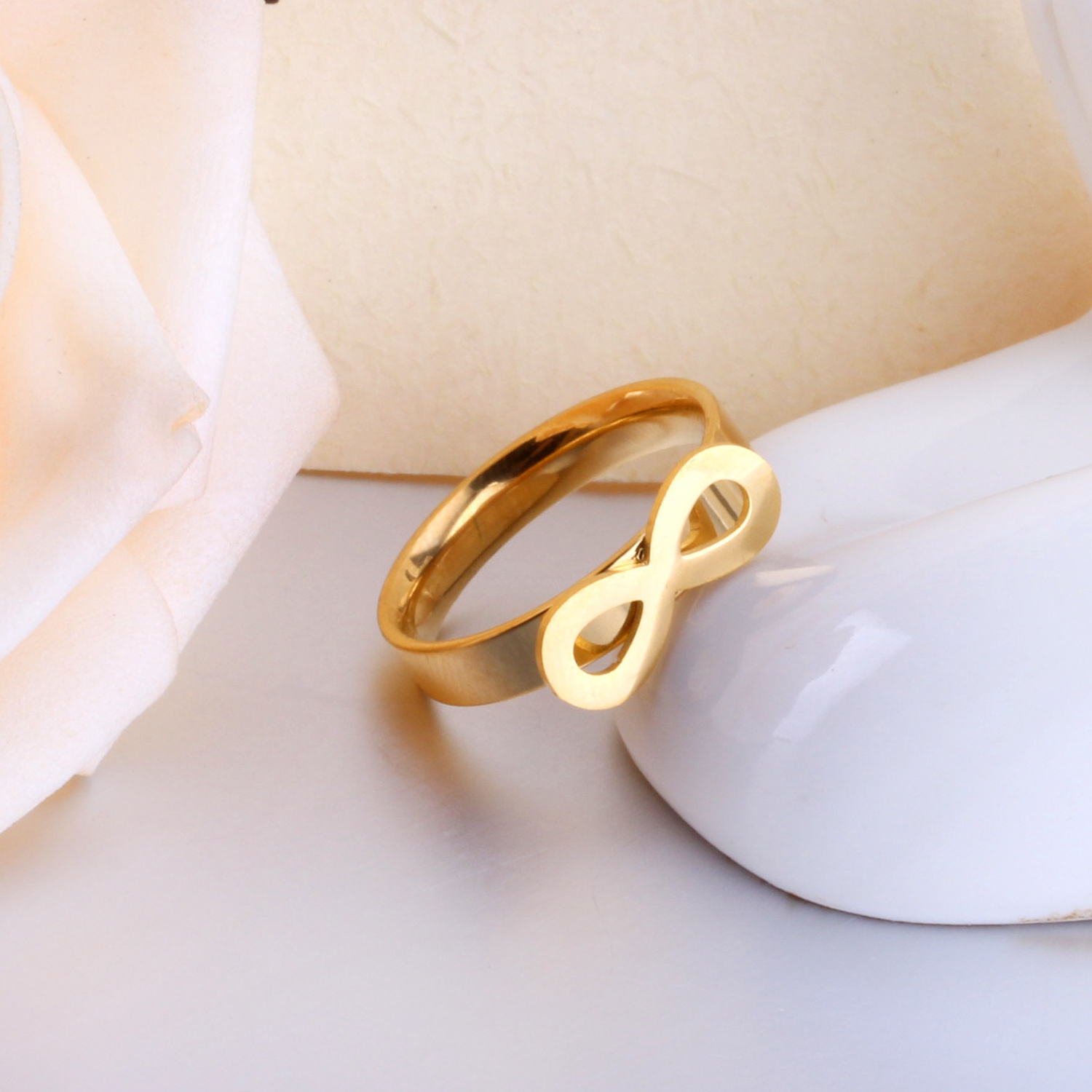 Hot Sale Jewelry Ring Design Jewelry Stainless Steel Gold Plated Single Ring for Women