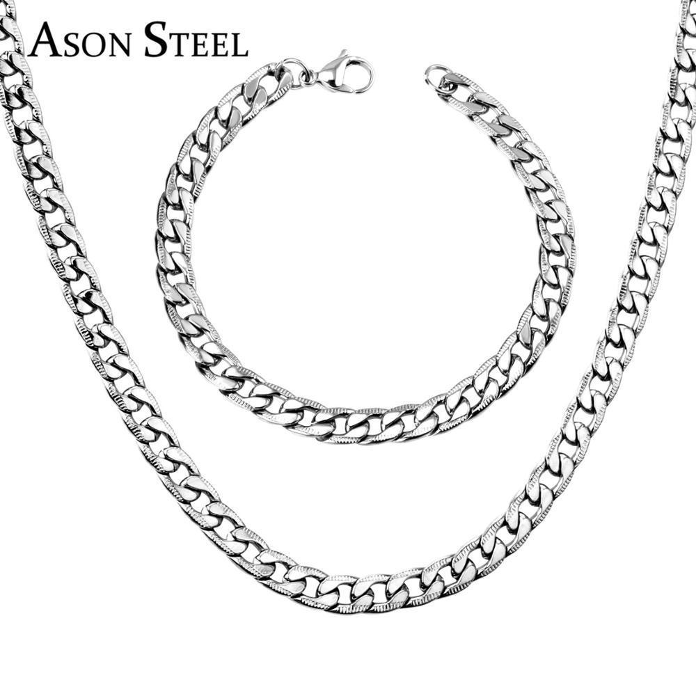 316 Men Stainless Steel Jewelry Sets Necklace And Bracelet Stainless Steel Magnetic Clasps Gold Plated Chain Sets