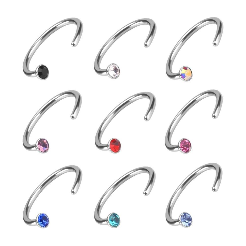 2020 Brand New Nose Ring Indian Nose Hoop Slave Nose Rings 9 Pcs / Set Colored diamond Stainless Steel Ring