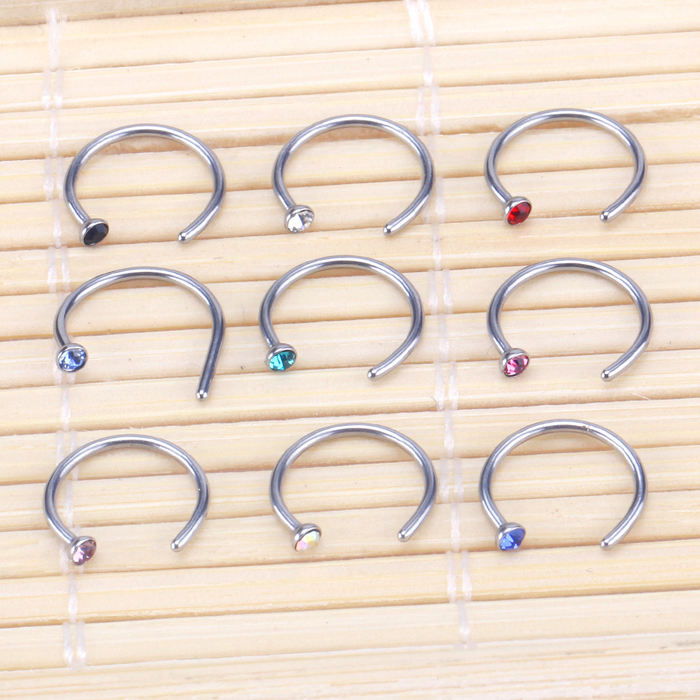 2020 Brand New Nose Ring Indian Nose Hoop Slave Nose Rings 9 Pcs / Set Colored diamond Stainless Steel Ring