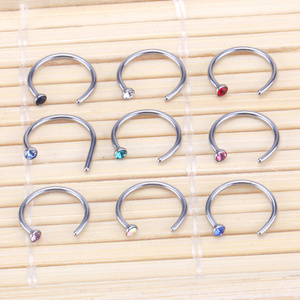 2020 Brand New Nose Ring Indian Nose Hoop Slave Nose Rings 9 Pcs / Set Colored diamond Stainless Steel Ring