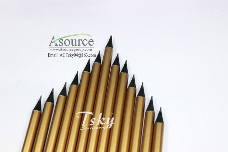 Personalized Luxury Gold Coating Black Wooden Office Pencil