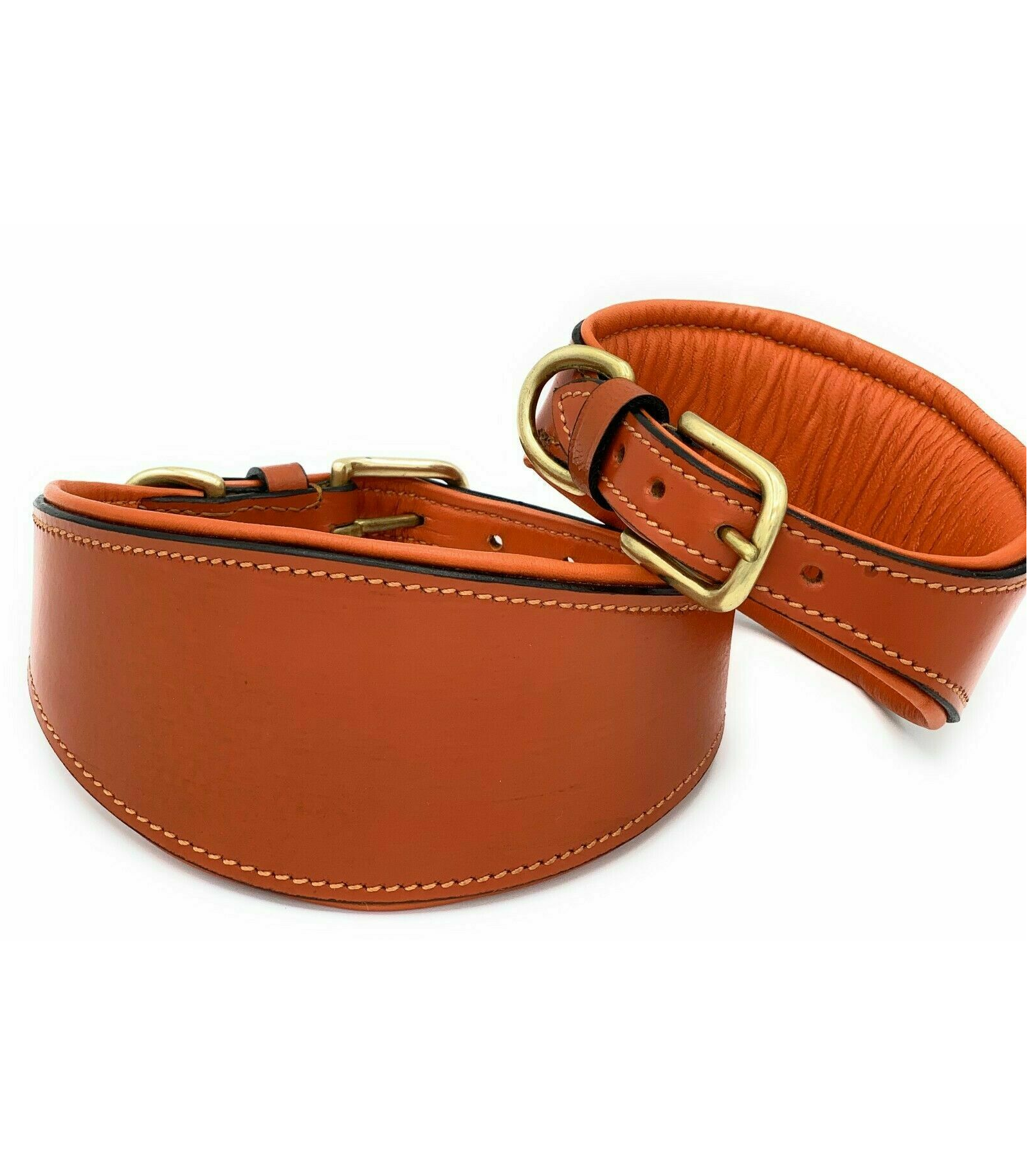 Leather Dog Collar Pet smart Products Whippet Greyhound Leather Padded Soft Dog Collar TAN COLOR