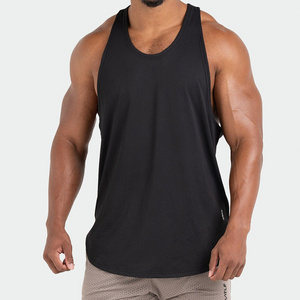 NEW Cheap factory polyester plain blank mens ribbed fitness tank top  white black grey color singlet for men gym fitness use