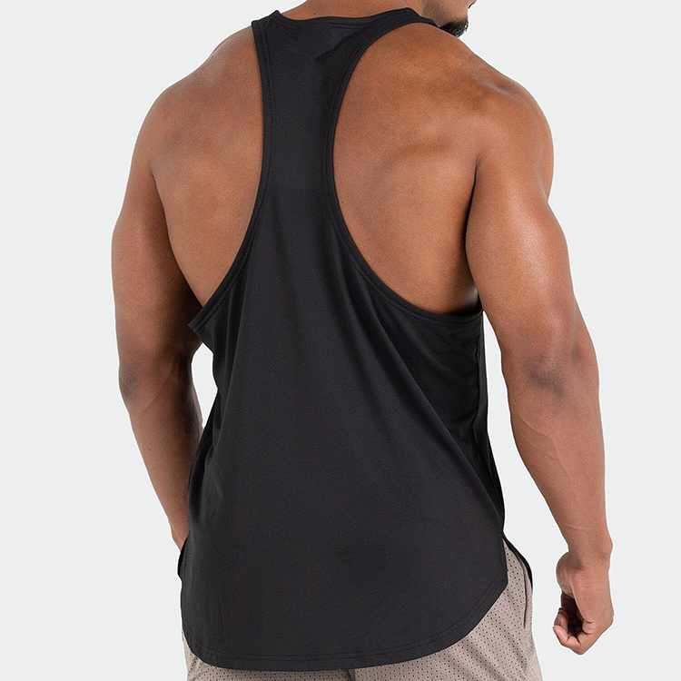 NEW Cheap factory polyester plain blank mens ribbed fitness tank top  white black grey color singlet for men gym fitness use