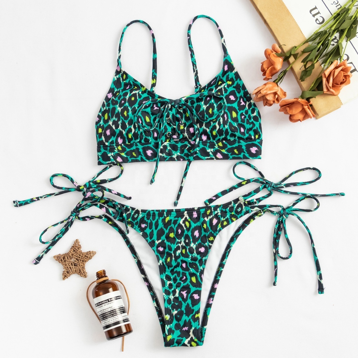 New Women Sexy Large Size Two Piece Floral Print Bikini Set 2023 Female Splicing Swimwear Summer Brazilian Swimsuit