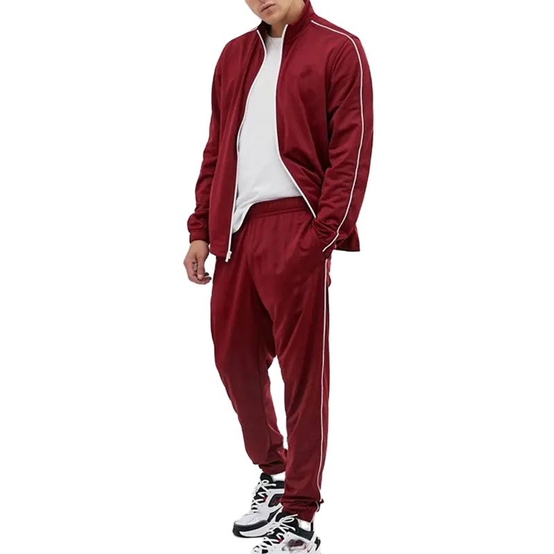 Wholesale OEM Fashion Casual Maroon Color Cotton Outdoor Custom Logo Tracksuits & Sweat Suits For Men