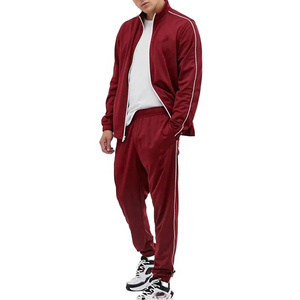 Wholesale OEM Fashion Casual Maroon Color Cotton Outdoor Custom Logo Tracksuits & Sweat Suits For Men