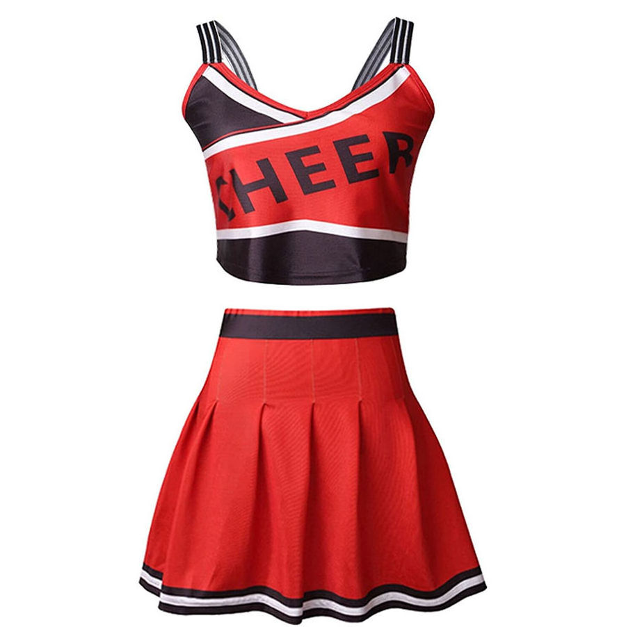 Cheerleader Costume Cheer Girls Uniform Tops Wholesale Cheerleading Uniforms OEM Red Pattern Cheerleader Uniforms