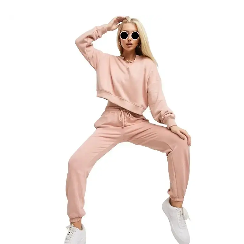 Wholesale Latest Custom Pink Crew Neck Sportswear High Quality Fashionable Comfortable Breathable Jogger Tracksuits & Sweat Suit