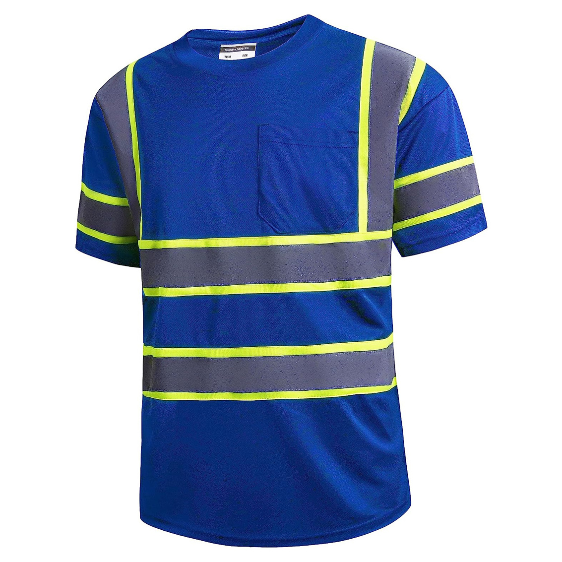 Construction Work Class 2 Shirt for Men/Women Reflective Dry Fit High Visibility Short Sleeve Blue Hi Vis Safety Shirts