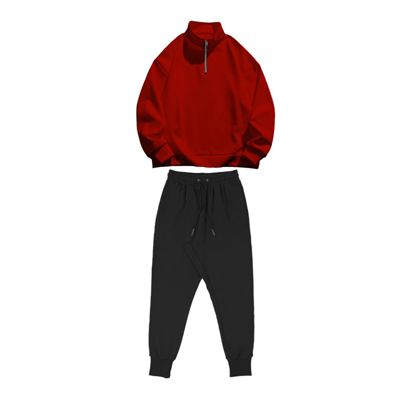 New Style Men's Autumn Customized Tracksuit black and white Color  Elastic Waistband Running Hooded Jacket and pant Tracksuit