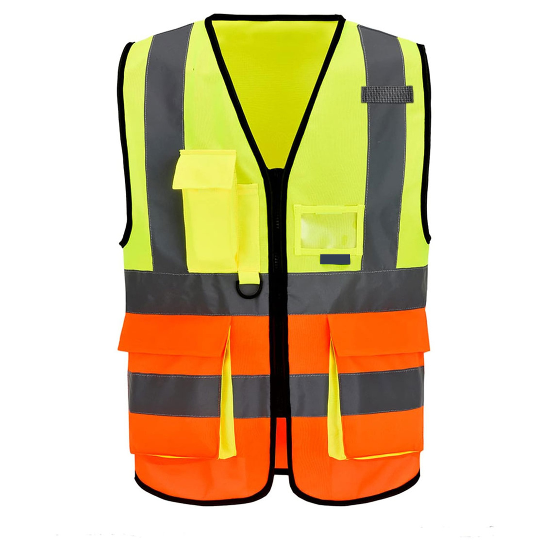 Breathable Polyester Reflective High Visibility Workwear Work Zipper Custom Logo High Visibility Reflective Safety Vest