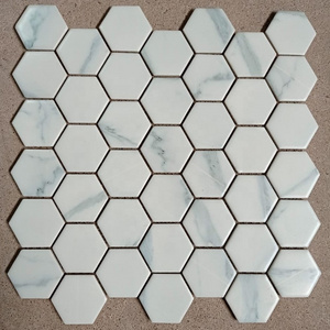 Carrara 2" x 2" Hexagon Porcelain Honeycomb Mosaic Wall & Floor Tile