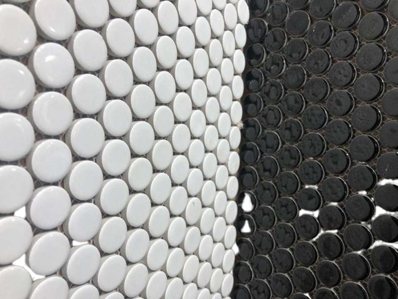 Lowest Prices Classic Design Penny Round Black Glossy and Matte Porcelain Mosaic Decorative Tiles For Sale