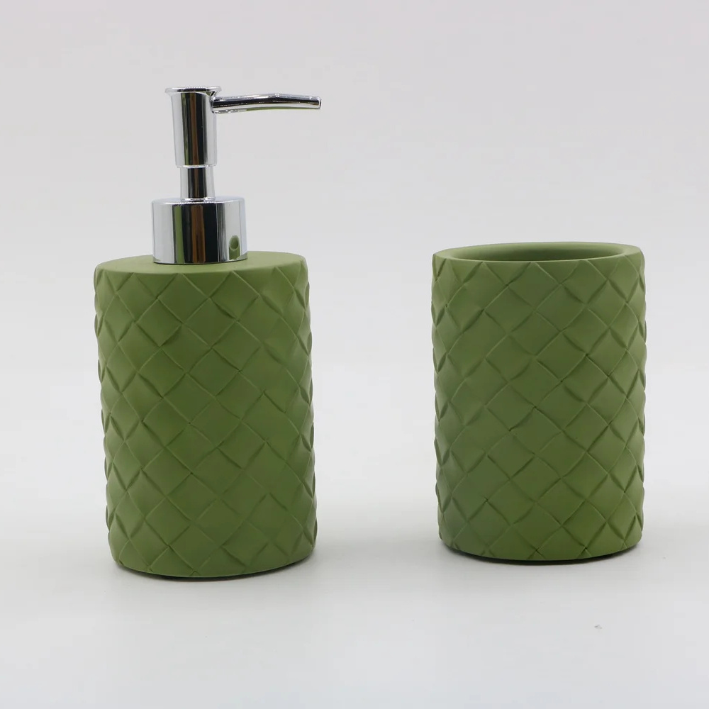 Aspire Green diamond check bathroom accessories bathroom set Lotion Dispenser Toilet Brush Holder