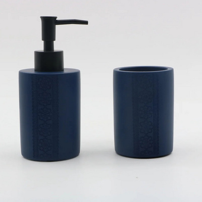 Blue pattern cement resin bathroom fittings set 4 pcs bathroom accessory